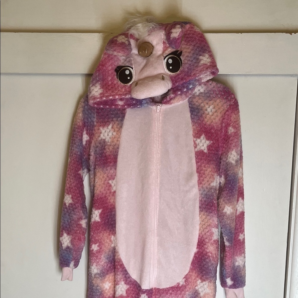Pink Unicorn Onesie with Star Pattern size small